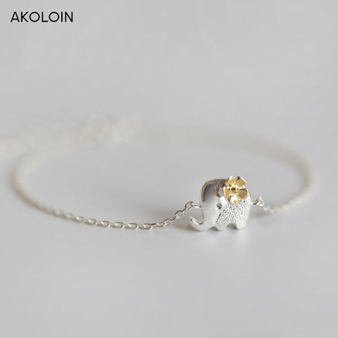 AKOLION Silver Elephant Bracelets  925 Hand Chain Bracelet For Women Shool Girl Kids  Jewelry Christmas Gifts wholesale