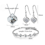 ANENJERY 5 Style 25 Sterling Silver Jewelry Sets Zircon Square Cube Necklace+Earrings+Bracelet For Women Gift