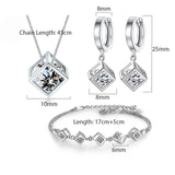 ANENJERY 5 Style 25 Sterling Silver Jewelry Sets Zircon Square Cube Necklace+Earrings+Bracelet For Women Gift