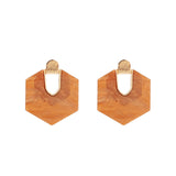 AOTEMAN Women Trendy Geometric Acrylic Statement Drop Earrings ZA OL Style Transparent stone earrings with golden edges brincos