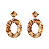 AOTEMAN Women Trendy Geometric Acrylic Statement Drop Earrings ZA OL Style Transparent stone earrings with golden edges brincos