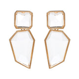 AOTEMAN Women Trendy Geometric Acrylic Statement Drop Earrings ZA OL Style Transparent stone earrings with golden edges brincos