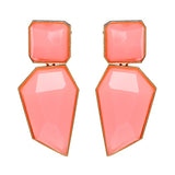 AOTEMAN Women Trendy Geometric Acrylic Statement Drop Earrings ZA OL Style Transparent stone earrings with golden edges brincos