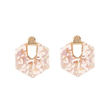 AOTEMAN Women Trendy Geometric Acrylic Statement Drop Earrings ZA OL Style Transparent stone earrings with golden edges brincos