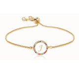 Adjustable Rainbow Zircon 26 Letter Bracelet for Women shell Cz initial Bracelet Femme Snake Chain Jewelry Christmas gifts