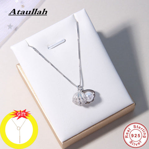 Ataullah Fashion Shell Pearl Necklace Simple Personality Sterling Silver 925 Jewelry Pendant Chain for Women Party Bijoux NW056