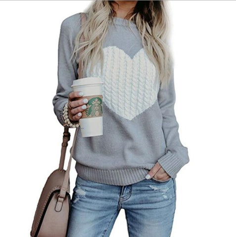 Autumn Winter Women Sweaters Pullovers Long Sleeve Sweater Slim Heart Knitted Jumpers Sueter Mujer