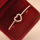 BONLAVIE New Stylish Cuff Simple Gold Color Charm Hollow Out Heart Pretty Crystal Bangle Fashion Bracelet Party Jewelry