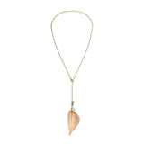 BRAVEKISS 2 Color Tassel Retro Leaf Wedding Back Necklace Love Pendant Fashion Jewelry Accessories for Women Chains BPN1335