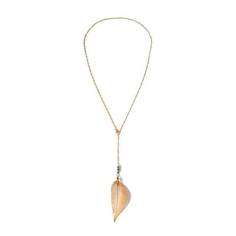 BRAVEKISS 2 Color Tassel Retro Leaf Wedding Back Necklace Love Pendant Fashion Jewelry Accessories for Women Chains BPN1335