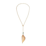 BRAVEKISS 2 Color Tassel Retro Leaf Wedding Back Necklace Love Pendant Fashion Jewelry Accessories for Women Chains BPN1335
