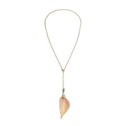 BRAVEKISS 2 Color Tassel Retro Leaf Wedding Back Necklace Love Pendant Fashion Jewelry Accessories for Women Chains BPN1335
