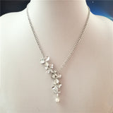 Back Drop Necklace Women Backdrop Body Chain Peals Orchid Flower Necklace Wedding Jewelry