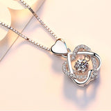 Bague Ringen 100% real 925 Silver necklace with round zircon pendent rose gold color silver jewelry woman wedding party gift