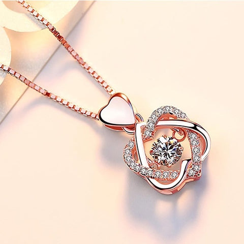 Bague Ringen 100% real 925 Silver necklace with round zircon pendent rose gold color silver jewelry woman wedding party gift