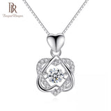 Bague Ringen 100% real 925 Silver necklace with round zircon pendent rose gold color silver jewelry woman wedding party gift
