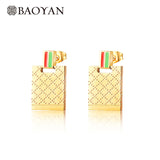 Baoyan Small Gold Silver Titanium Earrings Famous Brand Rectangle Square Stud Earrings Trendy Stainless Steel Earrings For Women