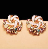 Best Selling Korean Fashion Wool Ladies Temperament Color Crystal Earrings Wholesale 4g