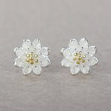 Boutique Lady Shining Flower Fashion 925 Sterling Silver Stud Earring Cartilage Piercing Earings Boho Jewelry Gift For Women