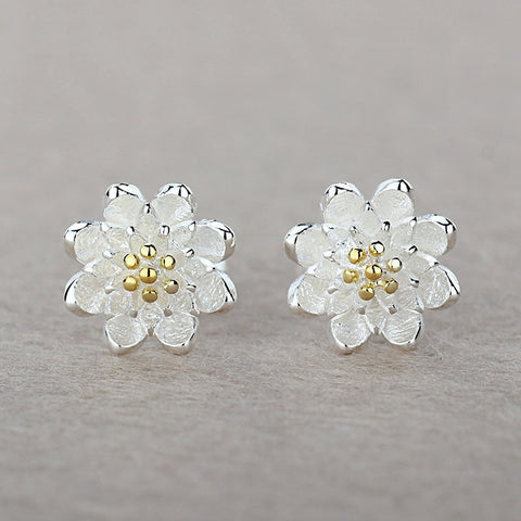 Boutique Lady Shining Flower Fashion 925 Sterling Silver Stud Earring Cartilage Piercing Earings Boho Jewelry Gift For Women