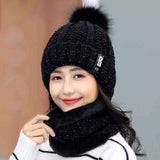Brand Winter knitted Beanies Hats Women Thick Warm Beanie Skullies Hat Female knit Letter Bonnet Beanie Caps Outdoor Riding Sets