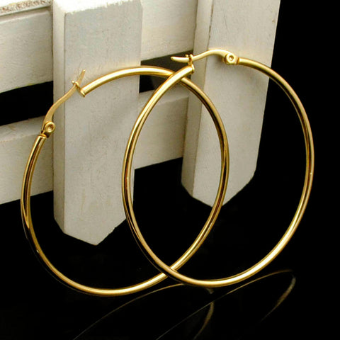 CHIMDOU Gold color Stainless Steel Earrings 2018 Women Small or Big Hoop Earrings Party Rock Gift, Two colors wholesale