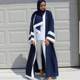 Casual Muslim Abaya Striped Dress Scarf Cardigan Long Robes Kimono Ramadan Middle East Thobe Worship Service Islamic Clothing