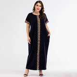 Casual Print Maxi Dress Knitted Muslim Abaya Full Skrit Loose Kimono Long Robe Gowns Ramadan Middle East Arab Islamic Clothing