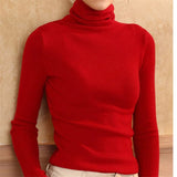 Casual Turtleneck Slim Knitted Sweater Pullover Women Autumn Winter Fashion Solid Pull Femme Jumpers Long Sleeve Sueter Mujer