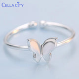 Cellacity Korean 925 Solid Sterling Silver Ring Open Adjust Size silver Jewelry Wedding Engagement Butterfly Ring Fine Jewelry