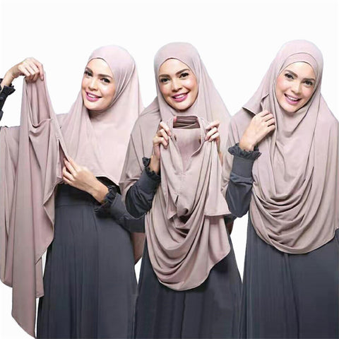 Chiffon Double Loop Instant hijab muslim women Shawl Islamic ready to wear hijabs 75*180cm