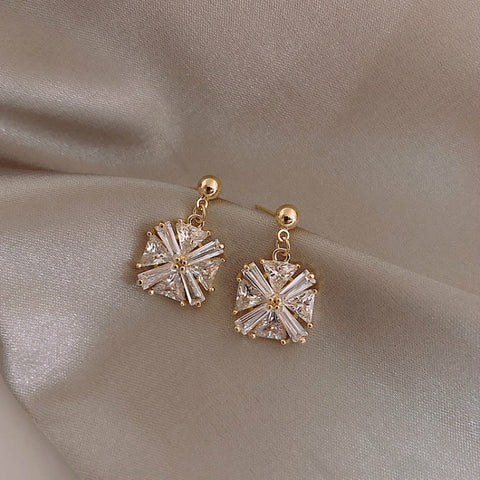 Classic Crystal Square Women Dangle Earrings Simple Zircon Geometric Earrings Female Fashion Earrings For Women Statement