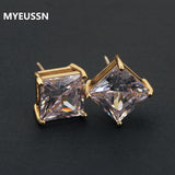 Classic Square Cubic Zirconia Stud Earrings for Men Small CZ Crystal Women Studs Ear For Party Mens Earrings hip hop jewelry