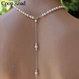 Cpop Long Nature Pearl Necklace Exquisite Elegant Back Necklace Fashion Bridal Jewelry Women Accessories Hot Sale Girl Gift New