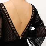 Cpop Trendy Pearl Pentagram Pendant Necklace Fashion Bridal Jewelry Body Chain Low Back Necklace Dress Accessories Hot Sale Gift