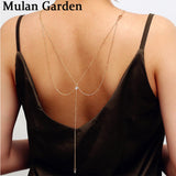 Cpop Trendy Pearl Pentagram Pendant Necklace Fashion Bridal Jewelry Body Chain Low Back Necklace Dress Accessories Hot Sale Gift