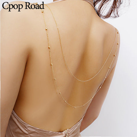 Cpop Trendy Pearl Pentagram Pendant Necklace Fashion Bridal Jewelry Body Chain Low Back Necklace Dress Accessories Hot Sale Gift
