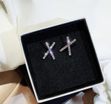 Cute Female Crystal X Letter Stud Earrings 925 Sterling Silver Infinity Love Endless Earrings For Women Zircon Jewelry oorbellen