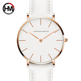 Dropshipping Japan Quartz Simple Women Fashion Watch White Leather Strap Ladies Wrist Watches Brand Waterproof Wristwatch 36mm