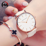 Dropshipping Japan Quartz Simple Women Fashion Watch White Leather Strap Ladies Wrist Watches Brand Waterproof Wristwatch 36mm