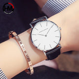 Dropshipping Japan Quartz Simple Women Fashion Watch White Leather Strap Ladies Wrist Watches Brand Waterproof Wristwatch 36mm