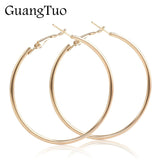 EK2088 Punk Big Size Hoop Earrings Brincos Trendy Party Exaggerated Gold Silver Color Round Circle Earrings for Women Jewelry