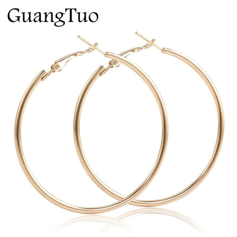 EK2088 Punk Big Size Hoop Earrings Brincos Trendy Party Exaggerated Gold Silver Color Round Circle Earrings for Women Jewelry