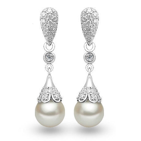 Elegant 925 Sterling Silver Drop Earrings Zircon Freshwater Pearl Water Tassel Earrings For Women oorbellen brincos pendientes