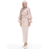 Elegant Muslim Abaya Maxi Dress Nida Cardigan Puff Sleeve Long Robe Gowns Jubah Kimono Ramadan Islamic Kaftan Worship Service