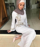 Elegant Muslim Embroidery Abaya Full Dress Vestidos Cardigan Kimono Loose Long Robe Gowns Jubah Middle East Eid Ramadan Islamic