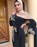 Elegant Muslim Embroidery Abaya Full Dress Vestidos Cardigan Kimono Loose Long Robe Gowns Jubah Middle East Eid Ramadan Islamic