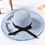 Embroidery Summer Straw Hat Women Wide Brim Sun Protection Beach Hat 2019 Adjustable Floppy Foldable Sun Hats for Women Ladies