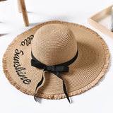 Embroidery Summer Straw Hat Women Wide Brim Sun Protection Beach Hat 2019 Adjustable Floppy Foldable Sun Hats for Women Ladies