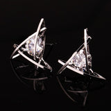 European and American Trinkets Triangle Zircon Earrings Toe Square Zircon Stud Earrings Women Earrings Wholesale